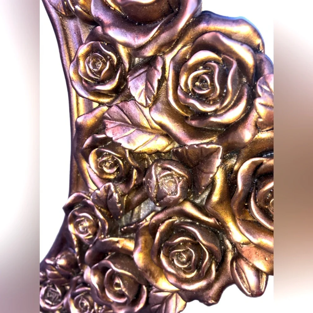 Golden Brass Frame Roses Mirror Wall Decoration Gold Valentine’s Day Gift Idea